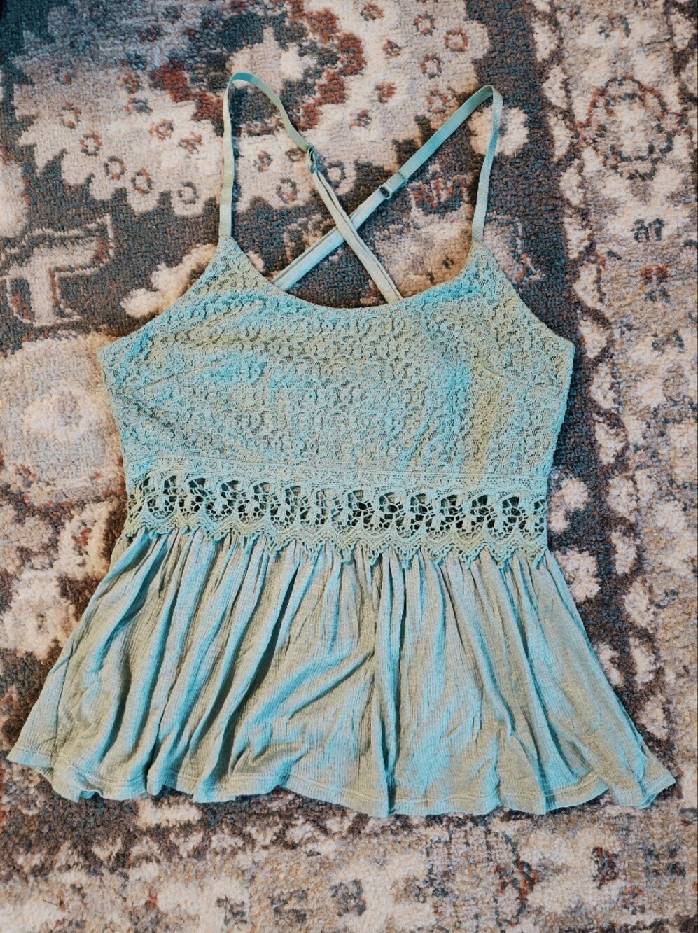 NWOT VTG Wet Seal Y2K Mint Green Lace Babydoll Cami Tank Top Medium